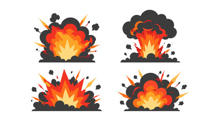 Set of cartoon explosion and smoke cloud vector icons © Alan