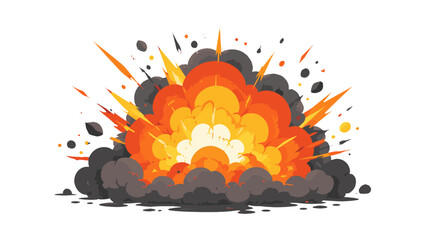Cartoon explosion cloud with fire and dark smoke burst © Alan