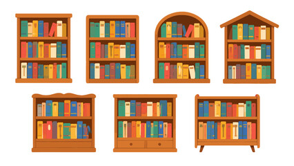 Set of cartoon bookshelves filled with colorful books © Alan