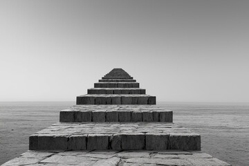 Obraz premium Stone Steps Rising Toward Bright Sky Representing Personal Growth and Ambition