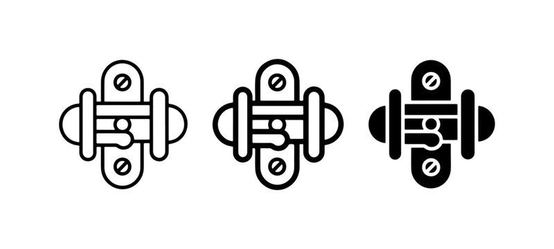 Door Latch Icons, Cabinet Hardware Set, Security Fastener Vector Graphics