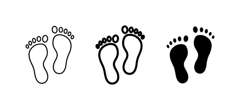 Footprint Icons Set, Baby Steps Vector Graphics, Minimalist Footstep Symbols
