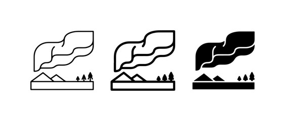 Aurora Borealis Icons, Northern Lights Landscape, Night Sky Phenomenon © AbKuddus