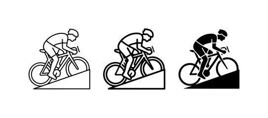 Obraz premium Cycling Icons, Cyclist Silhouette, Bicycle Sport Vector Graphics, Road Race Graphics
