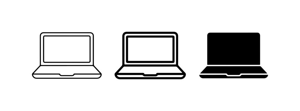 Laptop Icons, Portable Computer Set, Technology Graphics, Digital Device Vector