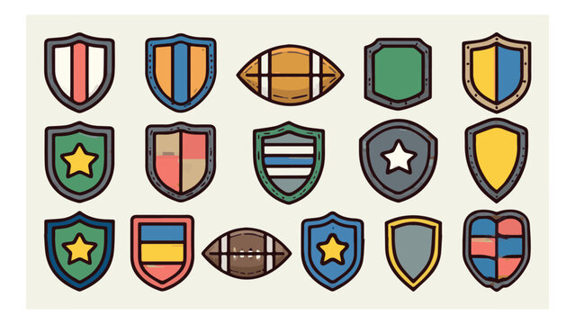 Collection of Various Shield Emblems and Badges.