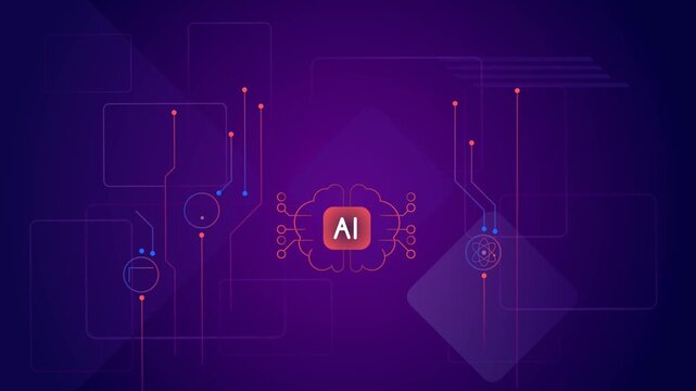AI Technology Impact on Business process and Decision Making - Animated Illustration as MP4 File