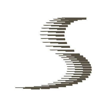 Abstract s letter typography shaped with horizontal dynamic parallel lines for modern graphic design project, alphabet