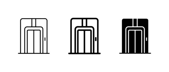 Obraz premium Elevator Icons Set, Modern Lift Symbols, Vertical Transport Vector Graphics