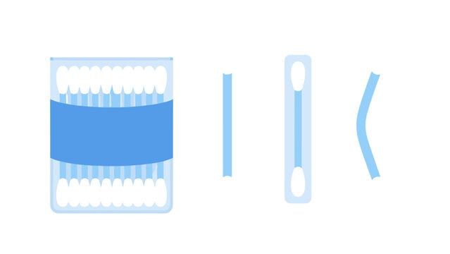 Vector set of cotton swabs with pack and wrapped applicator