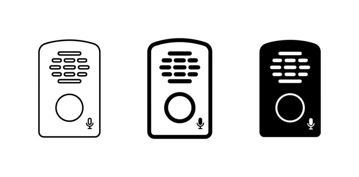 Intercom Doorbell Icons, Security System Buttons, Communication Device Vector Set