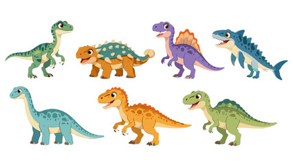 Cute cartoon dinosaur character set isolated on white © icon_art