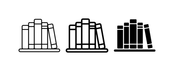 Obraz premium Set of Book Icons: Outline, Filled Outline, and Solid Black Styles for Libraries, Education, and Knowledge