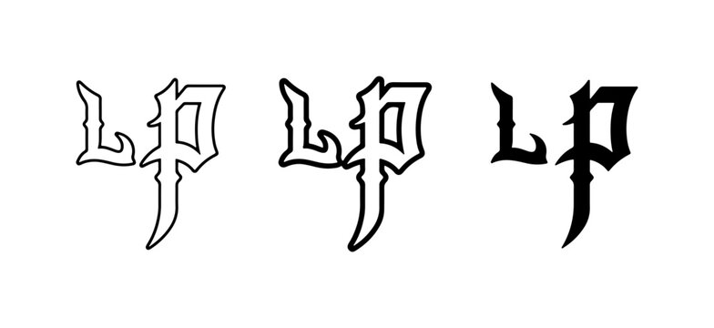 Gothic LP Monogram, Black and White Lettermark Variations, Vintage Typography Logo
