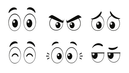 Set of cartoon eyes with varied facial expressions on white © icon_art