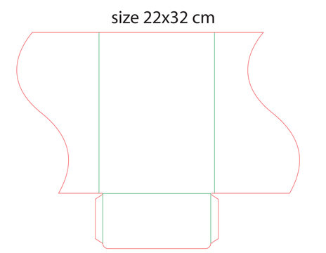 Corporate presentation folder dieline template with pockets, size 22x32 cm