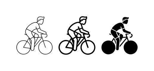 Obraz premium Cyclist Icons, Bicycle Rider Vector Graphics, Cycling Sport Silhouette Set
