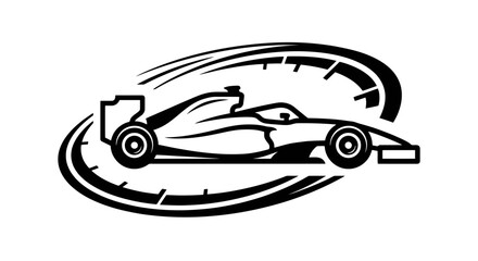 Naklejka premium Racing car speeding on a track.