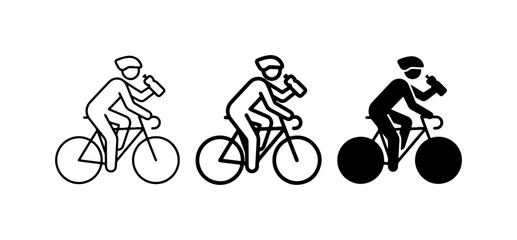 Fototapeta premium Cyclist Hydration Icons, Bicycle Rider Drinking Water, Sport and Fitness Vector Graphics