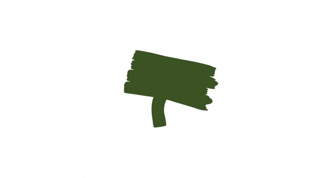 Animated Green Wooden Signboard Icon