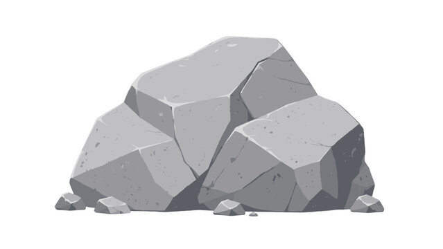 Gray granite boulder rock in flat vector illustration style