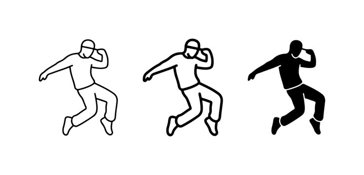 Breakdancer Icon Set, Hip Hop Dancer Silhouette, Urban Dance Moves, Vector Graphics