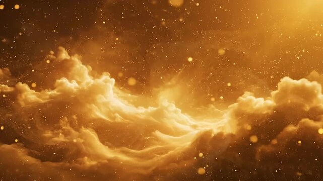 Golden particle flower shimmering close-up in soft glowing space for life beginning symbolism, fertility themes, birth visuals, growth narratives, spiritual renewal, and luxury abstract backgrounds