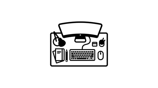 Vintage typewriter with computer peripherals illustration.