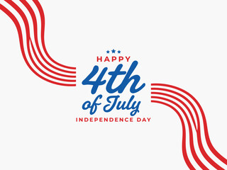 Obraz premium Happy 4th of July Independence Day celebration text with red and blue design