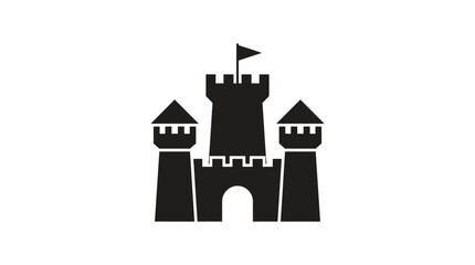 Castle Silhouette Against A White Background Simple Black Shape © Asia
