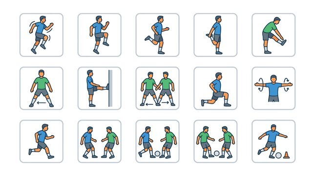 Soccer Players in Various Action Poses.