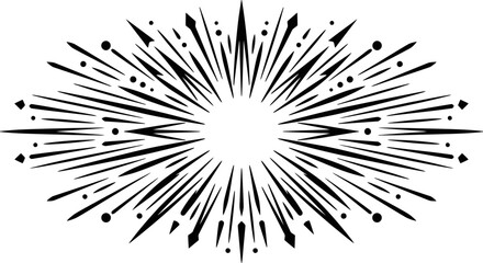 Naklejka premium Black and white abstract burst design element.