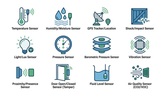 Various Sensor Icons for Industrial Monitoring.