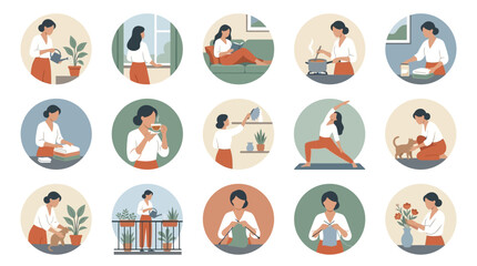 Fototapeta premium Woman Practicing Yoga in Various Poses.