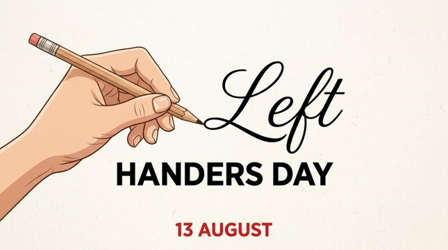 Hand holding pencil Left Handers Day August 13