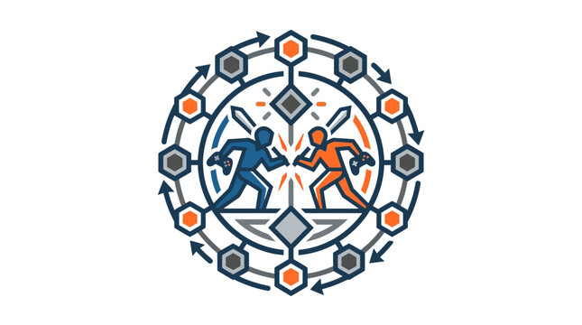 Two people running in circular motion.