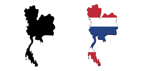 Thailand map, country shape, flag colors, geographic illustration, national symbol © GOBINDO