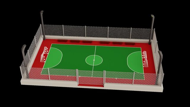 3D Isometric Mini Football Pitch with Low Poly Players
