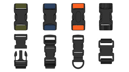 Obraz premium Set of plastic side release buckles and strap fasteners