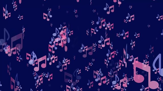 Falling music icon animation with falling effect from top to bottom . 4K animated video perfect for music overlays...