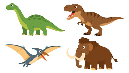 Cartoon prehistoric animals set with dinosaurs pterosaur and mammoth © icon_art