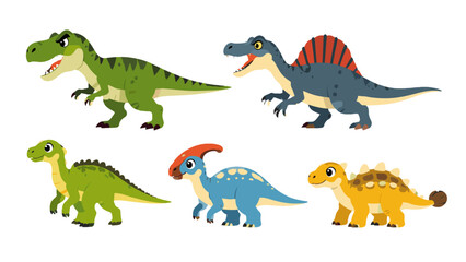 Cartoon dinosaur character set isolated on white background © icon_art