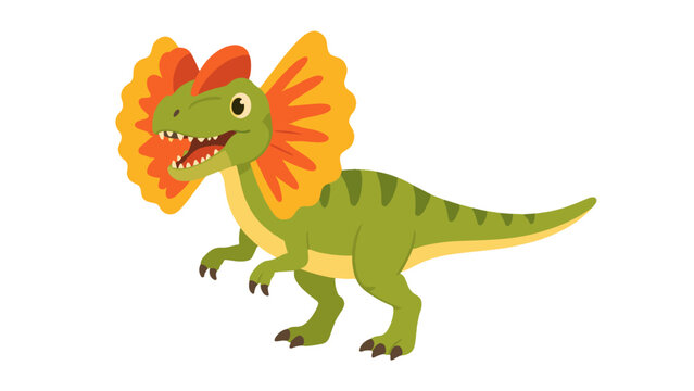 Cartoon frilled dinosaur character isolated on white background