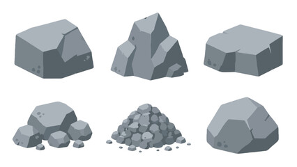 Cartoon gray rocks, boulders and rubble vector set © icon_art