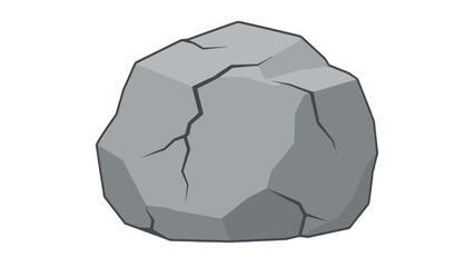 Cartoon gray boulder with cracks isolated on white © icon_art