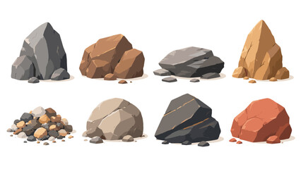 Cartoon rock and boulder set isolated on white background © icon_art