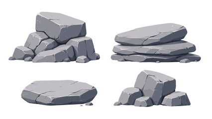 Cartoon gray rock formations and layered stone set © icon_art