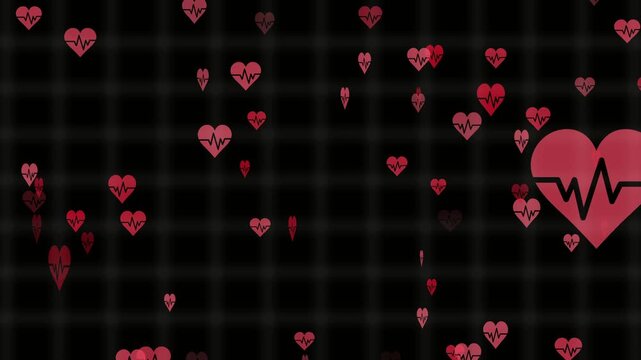 Falling celebrate hearts up to down with love decoration background with grid background...