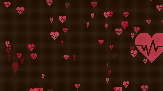 Falling celebrate hearts up to down with love decoration background with grid background...
