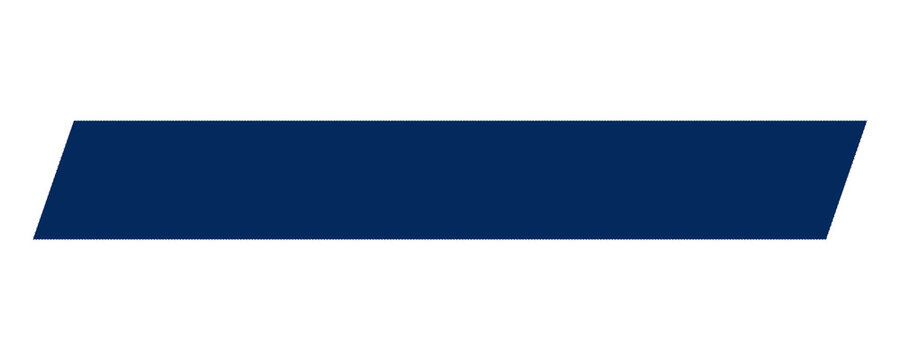 solid dark blue ribbon banner with a slight parallelogram shape on a clean white background.
